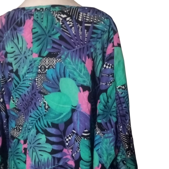 Swimsuits For All Jewelled Neckline Botanical Print Cotton Caftan Cover Up 26/28 - Picture 7 of 9
